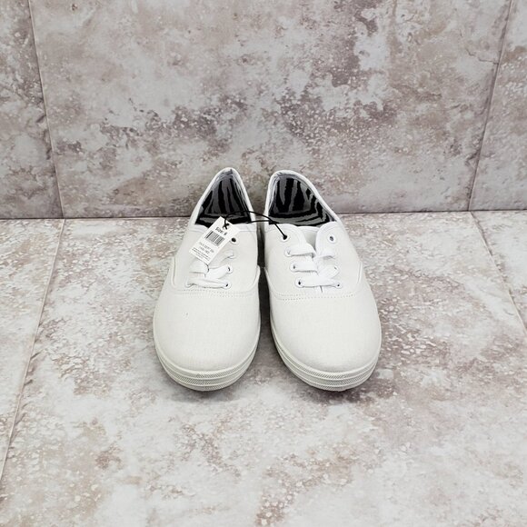 Canvas Casual Ivory Lace Up Loafers Low Top Shoes Off White Size 6 NWT - Picture 6 of 12